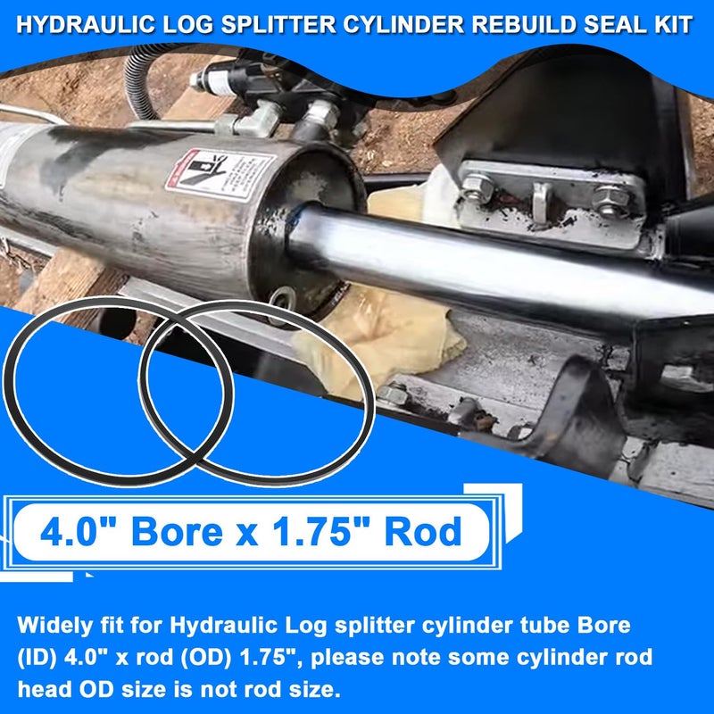mooncar Hydraulic Log Splitter Cylinder Rebuild Seal Kit Suitable for 4.0" Bore x 1.75" Rod Cylinder - Image 2